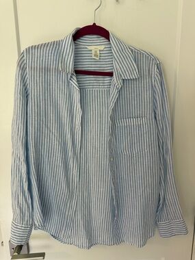 H&M Linen Striped Button-Down Shirt